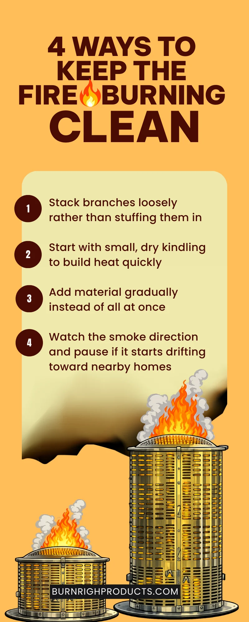 ways o keep fire burning clean